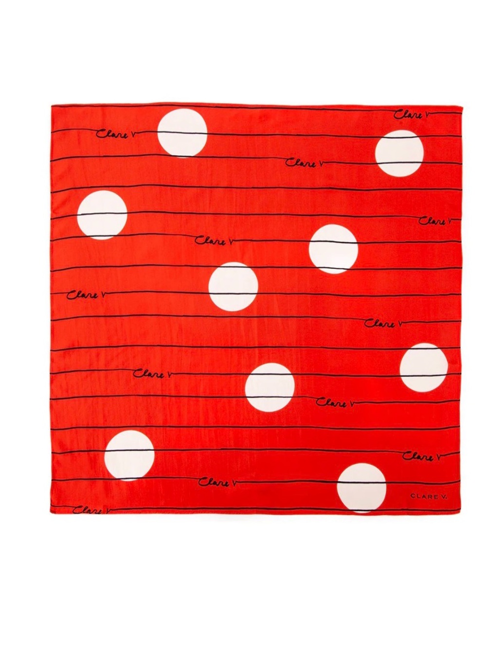 Clare V Silk Scarf - Poppy & Cream CV Dots Original Price: $125